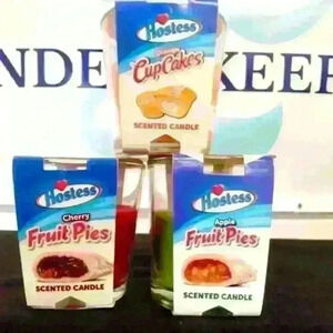 Hostess scented candles. Set of three, Cherry Fruit pie, Orange CupCakes, Apple